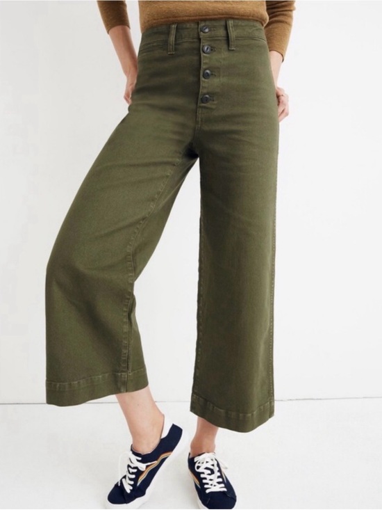 Madewell Denim - Madewell Emmett Wide Leg Crop Jeans in Army Green